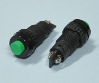 Tryckknapp stängande 1xOFF-(ON) 2A 250Vac grön