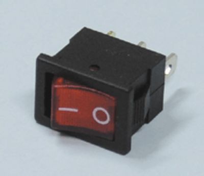 Vippströmbrytare med lampa 6A 250Vac 1xON-OFF röd