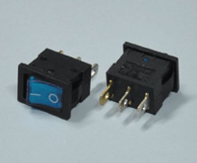 Vippströmbrytare med ljus 6A 250Vac 1xON-OFF blå