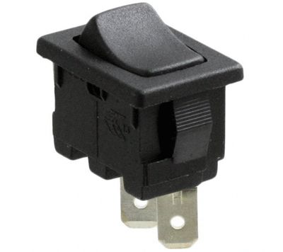 Vippströmbrytare 6A 250Vac 1xOFF-(ON) svart