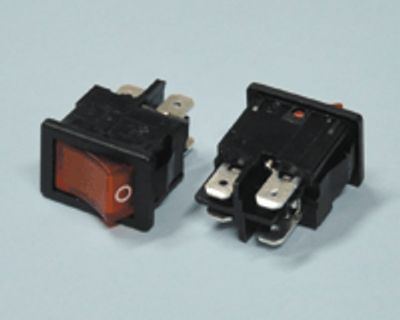 Vippströmbrytare med lampa 4A 2xON-OFF gul