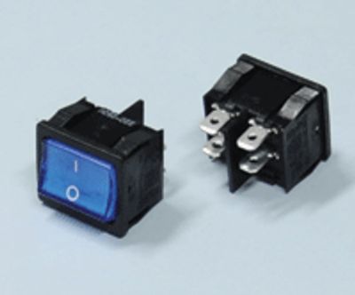 Vippströmbrytare med ljus 6A 250Vac 2xON-OFF blå