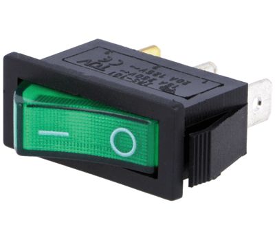 Vippströmbrytare med lampa 15A 250Vac 1xAV-PA grön