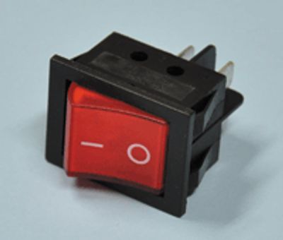 Vippströmbrytare med lampa 15A 2xON-OFF, röd