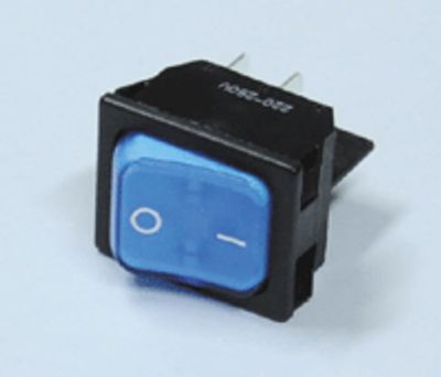 Vippströmbrytare med ljus 10A 250Vac 2xON-OFF blå