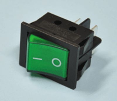 Vippströmbrytare med lampa 15A 2xON-OFF, grön