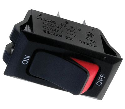 Vippströmbrytare 16A 250Vac 1xON-OFF svart/röd