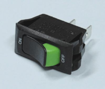 Vippströmbrytare 16A 250Vac 1xON-OFF svart/grön