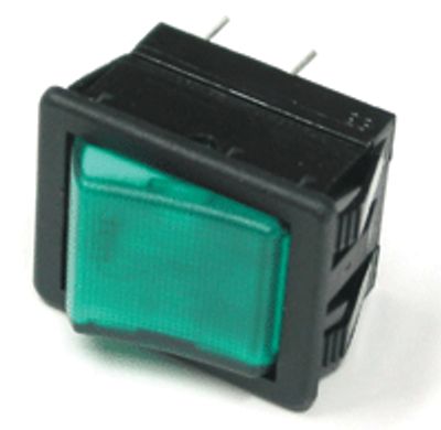 Vippströmbrytare med lampa 16A 2xON-OFF, grön