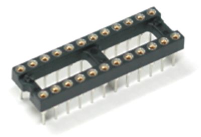 IC-sockel förgylld 24-polig smal (7,62 mm)