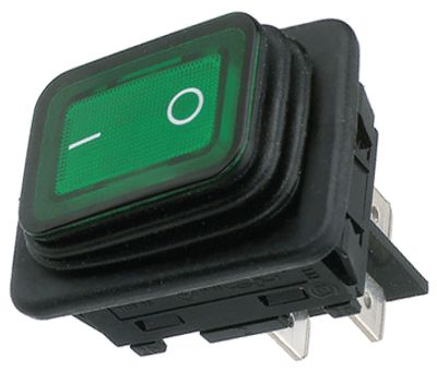 Vippströmbrytare med indikatorlampa 2xON-OFF IP65 grön