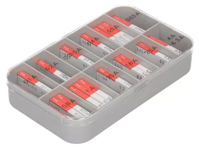 Glasrörsäkringssortiment 5x20mm 0,1-6,3A snabb 200 st (520.800)