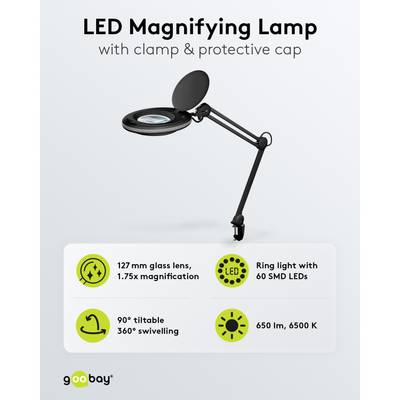 LED-förstoringsglaslampa 2,25x svart LED-förstoringsglaslampa 2,25x svart