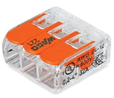 Kopplingsplint 3-delad fjäderanslutning 0,2-4mm² (221-413)