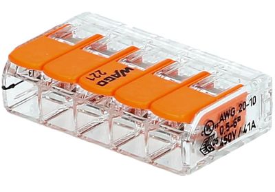 Kopplingsplint 5-delad fjäderanslutning 0,5-6mm² (221-615)