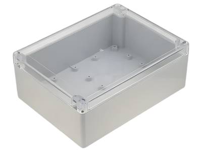 Plastlåda 200x150x75mm grå/transparent lock IP65