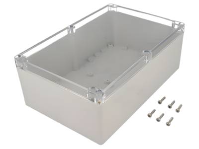 Plastlåda 240x160x90mm grå/transparent lock IP65 Plastlåda 240x160x90mm grå/transparent lock IP65
