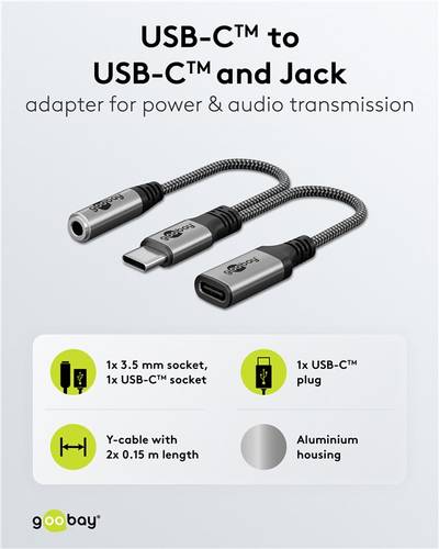 USB-C ljudanslutningskabel med laddningskontakt 0,15m vit USB-C ljudanslutningskabel med laddningskontakt 0,15m vit