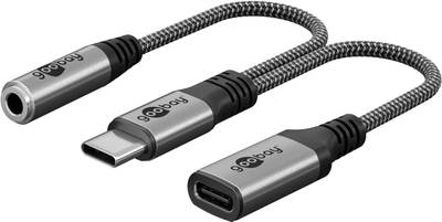 USB-C ljudanslutningskabel med laddningskontakt 0,15m vit USB-C ljudanslutningskabel med laddningskontakt 0,15m vit