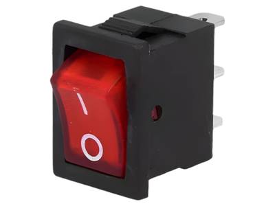 Vippströmbrytare med lampa 6A 250Vac 1xON-OFF röd