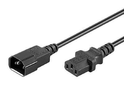 Förlängningskabel för kopplingsbox C13/C14 svart 0,5m