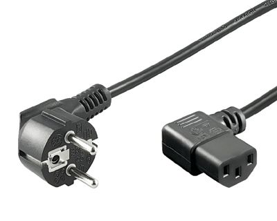 Kopplingskabel Schuko/C13 vinklad svart 3m