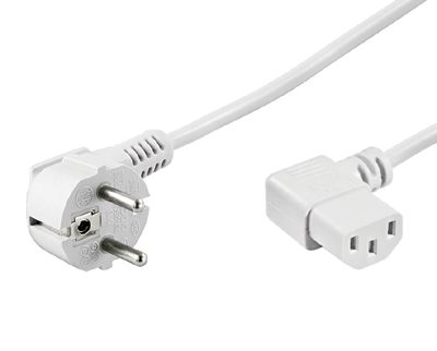 Kopplingskabel Schuko/C13 vinklad vit 1,5m