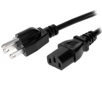 Strömkabel med jordad kontakt USA/C13 svart 2m