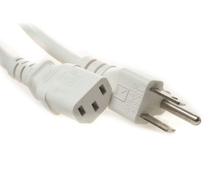 Strömkabel med jordad kontakt USA/C13 vit 2m *