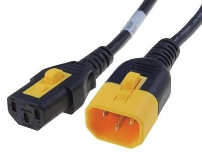 Förlängningskabel med låsning C13/C14 svart 0,6m *