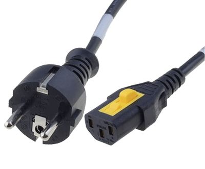 Kopplingskabel med låsning Schuko/C13 svart 3m *