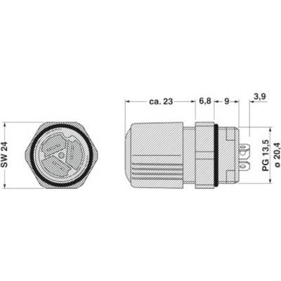 Genomföringskoppling 3-polig (Q 1,5/3FL/13-13KU-ESA) *