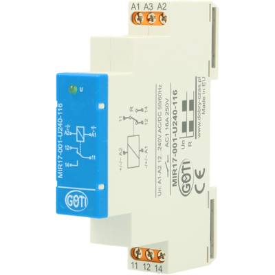 Styrrelä för DIN-skena 1 växlande kontakt 12-230Vac/dc 16A