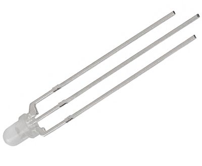 Tvåfärgad LED 3mm 110mcd röd/grön