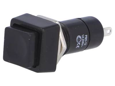Tryckströmbrytare, 1xON-OFF, 3A 125V, svart Tryckströmbrytare, 1xON-OFF, 3A 125V, svart