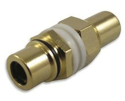 Isolerad RCA-genomföringskontakt, förgylld hona/hona, svart