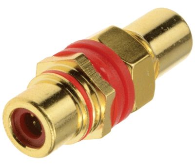 Isolerad RCA-genomföringskontakt, förgylld hona/hona, röd