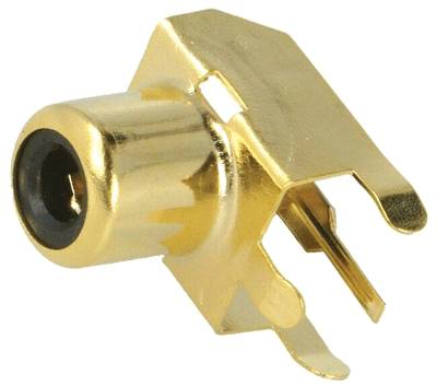 RCA-chassikontakt för kretskort, förgylld metall, hona, svart