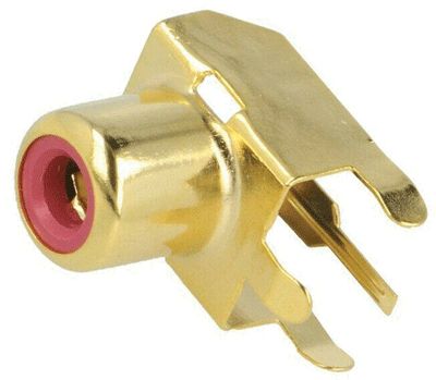 RCA-chassikontakt för kretskort metall/guldförgylld hona röd
