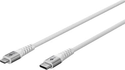 USB 2.0 USB-C/lightning textilkabel vit 1m