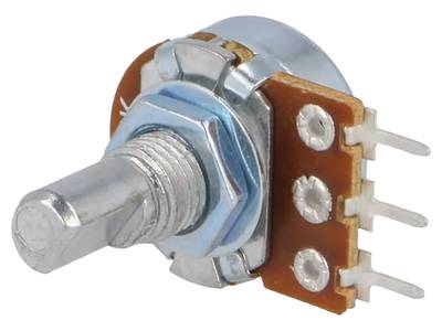 Kolpotentiometer för kretskort 6mm mono (D-formad axel) Kolpotentiometer för kretskort 6mm mono (D-formad axel)