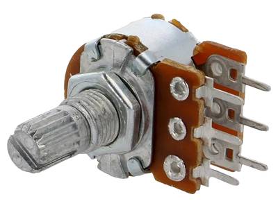 Kolpotentiometer för kretskort 6mm stereo (0,125W) Kolpotentiometer för kretskort 6mm stereo (0,125W)