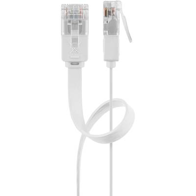 Cat6-anslutningskabel platt oskärmad U/UTP vit