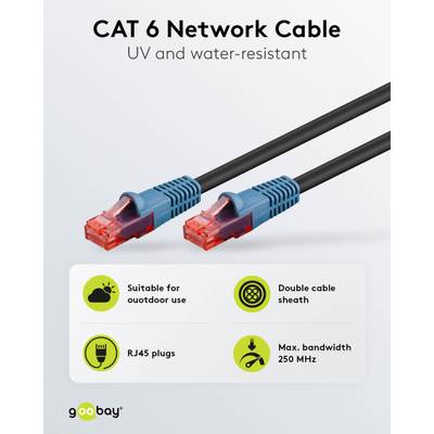 Cat6-anslutningskabel oskärmad U/UTP PE svart