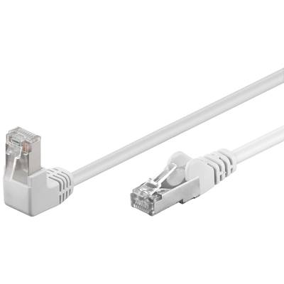 Cat5e-anslutningskabel vinklad/rak skärmad F/UTP vit