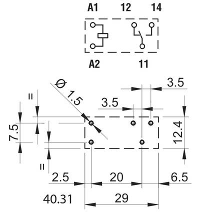 Kretskortrelä 1 växlande kontakt 10A (40.31.)