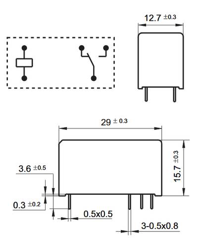 Kretskortrelä 1 växlande kontakt 12A