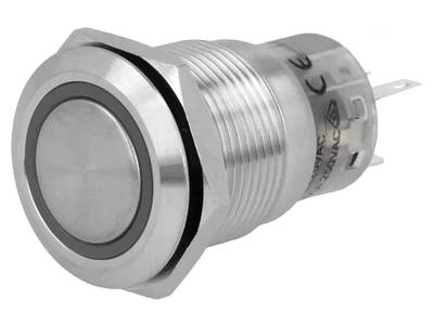 Tryckknapp med LED-indikator 1xON-(ON) 0,5A IP67 24Vdc (19mm)