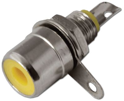 RCA-chassikontakt med mutterfäste gul *