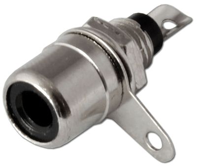 RCA-chassikontakt med mutterfäste svart